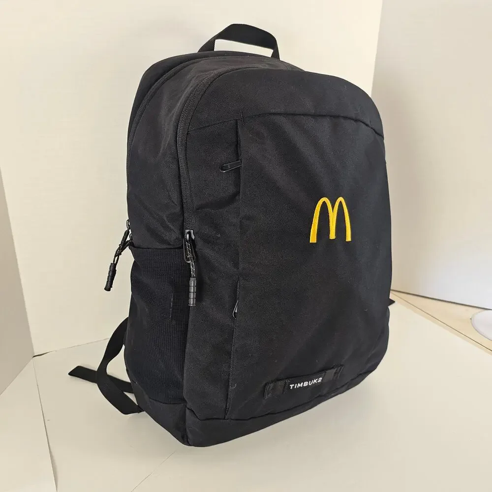 Timbuk2 McDonald’s Black Backpack Laptop School Travel Bag Yellow Logo 17x12x5